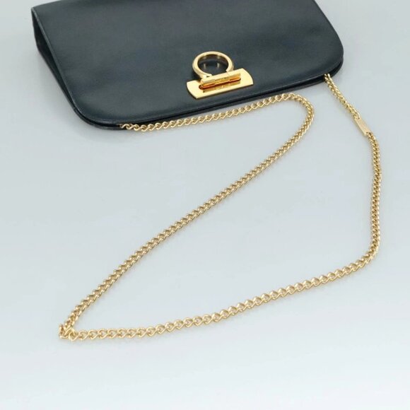 Salvatore Ferragamo Gancini Chain Shoulder Bag Leather Black Auth 105616 - Picture 8 of 16